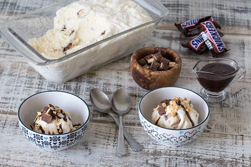 Featured Image for The Best Homemade Snickers Ice Cream 