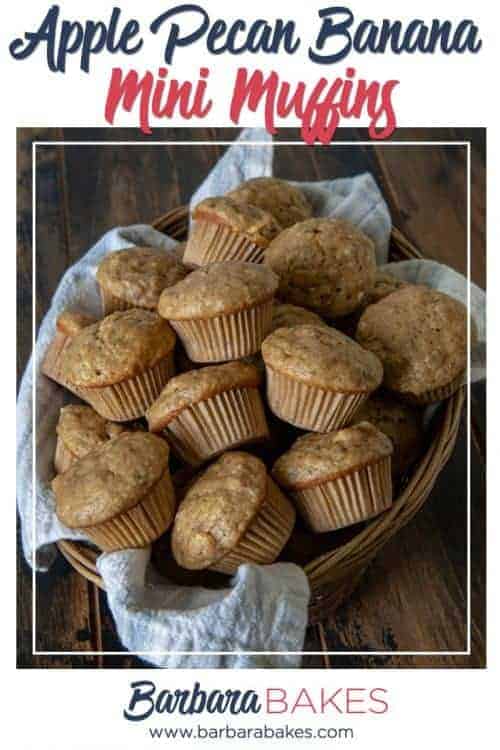 Easy Apple Pecan Banana Mini Muffins from Barbara Bakes