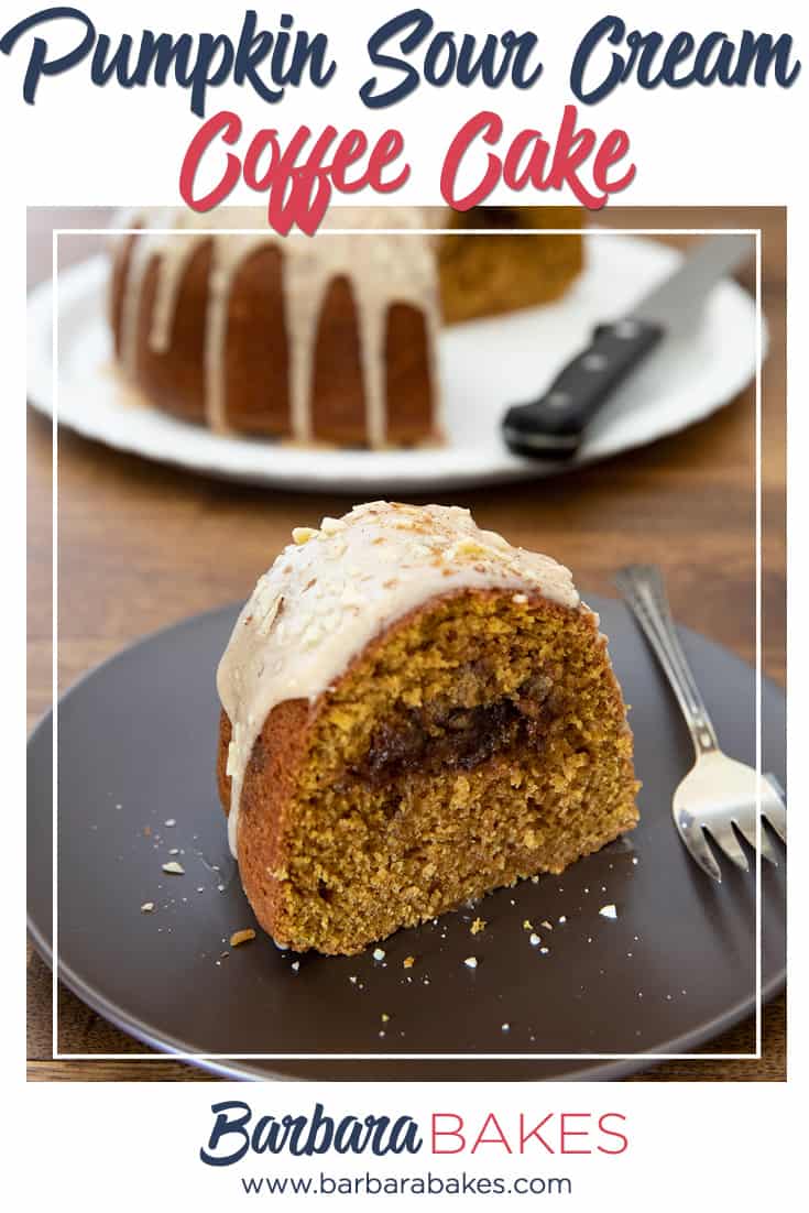 Pinterest Pumpkin Sour Cream Coffee Cake via @barbarabakes