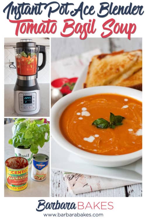 A collage of Ace Blender Fresh Tomato Basil Soup
