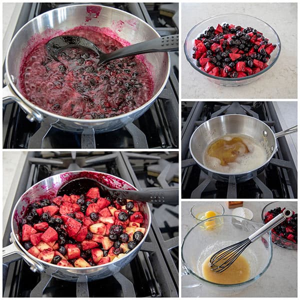 A collage of making Apple Blueberry Brown Butter Bliss