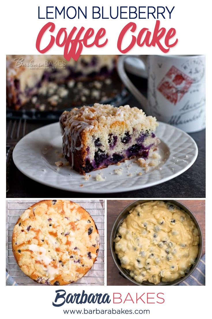 A Pinterest image collage of Easy Lemon Blueberry Coffee Cake with Streusel Topping and Lemon Glaze