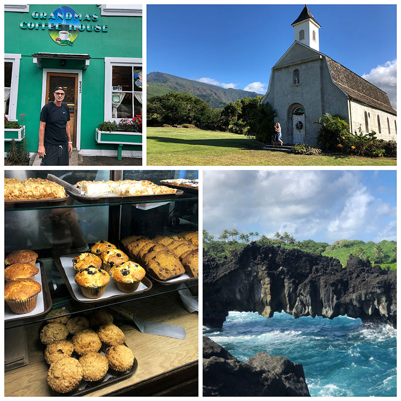 collage from Road to Hana and Grandma\'s Coffee House