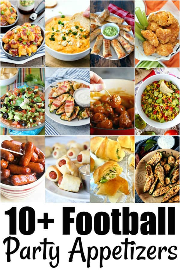 collage of 10+ Football Party Appetizers