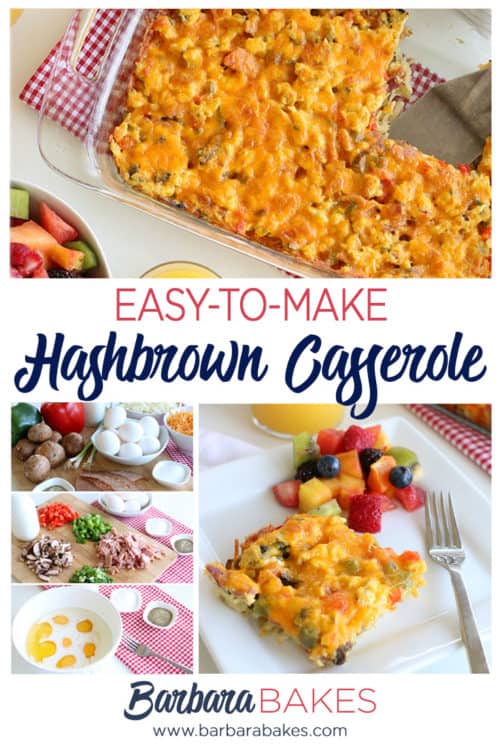 collage of Feed a Crowd with this Light, Easy to Make Hash brown Casserole with eggs and cheese