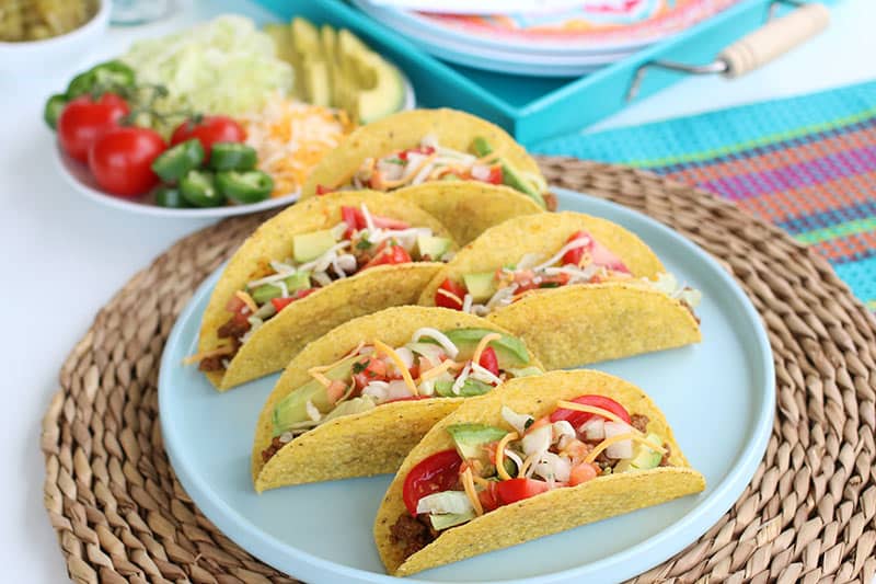 Easy Ground Beef Tacos Plated