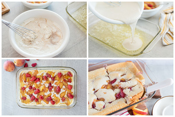 collage of Making-Raspberry-Peach-Cobbler-2