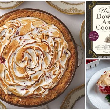 Raspberry Meringue Pie Collage with the Unofficial Downton Abbey Cookbook