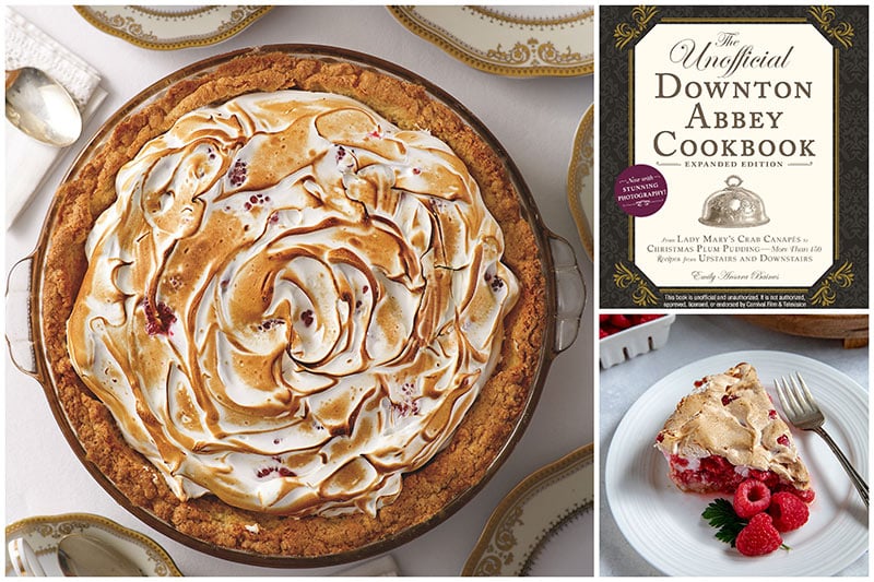 Raspberry Meringue Pie Collage with the Unofficial Downton Abbey Cookbook