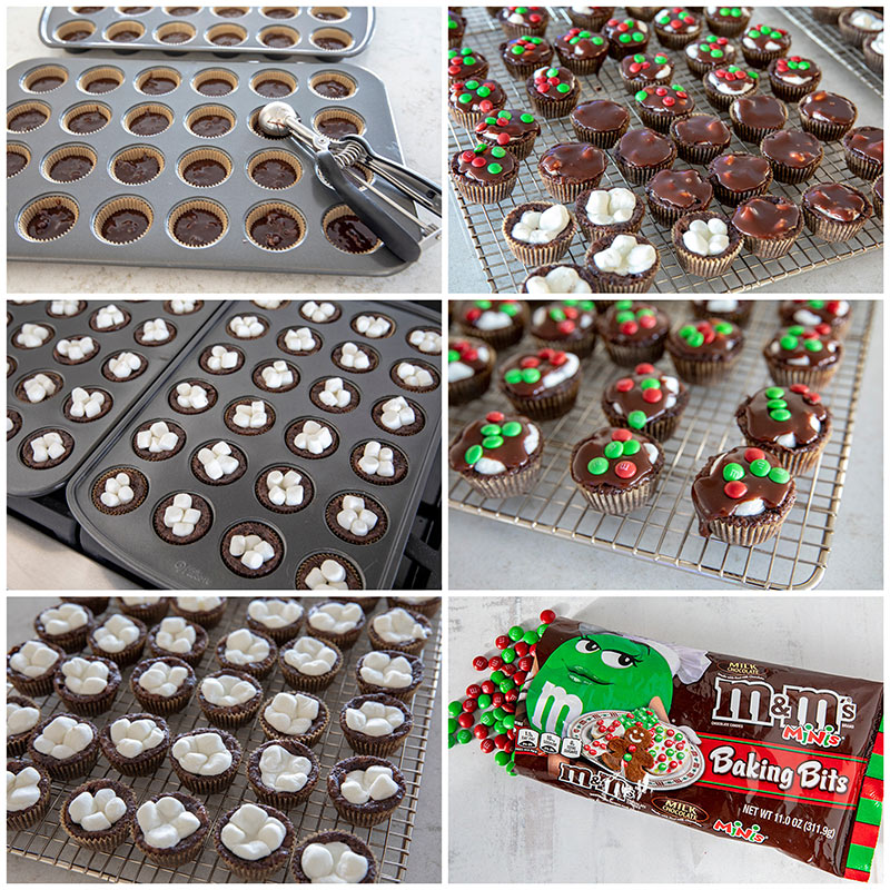 collage of Step by Step Photos how to make Marshmallow Surprise Brownie Bites