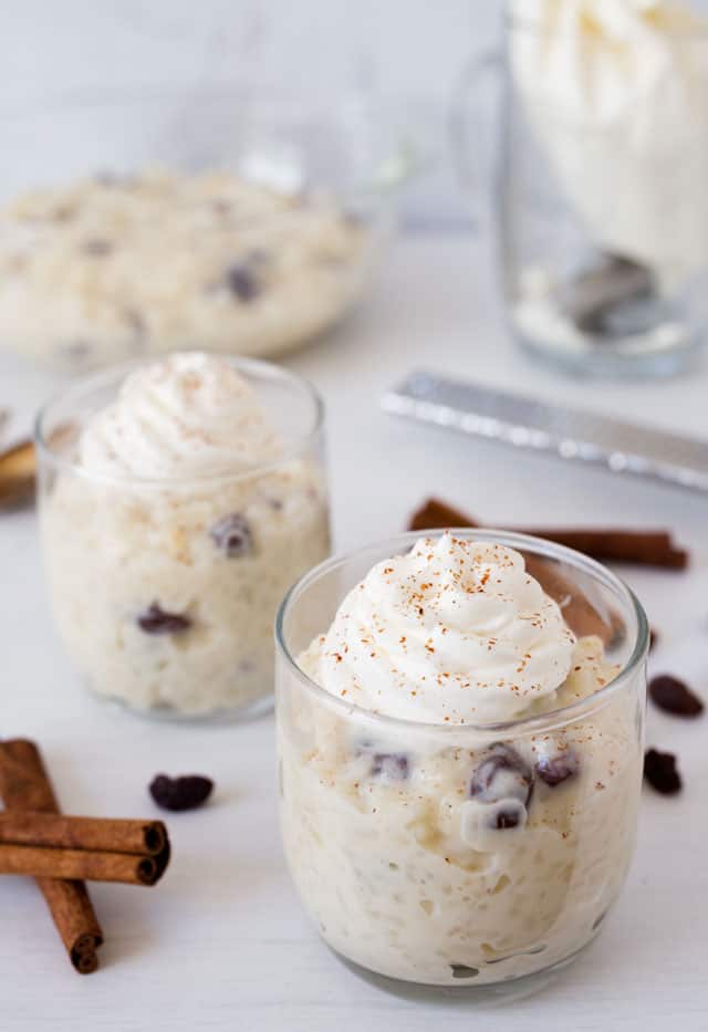 dishes of creamy, old fashioned rice pudding, made in a pressure cooker