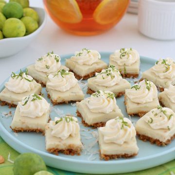 Key Lime Coconut Cashew Bars on a serving plate