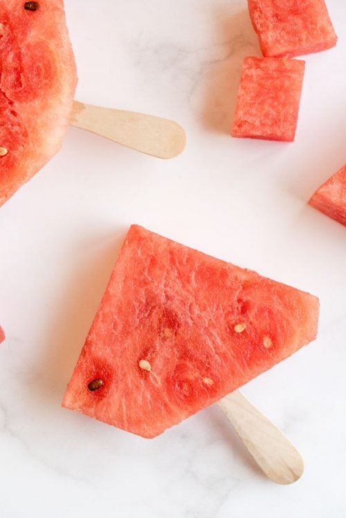 watermelon triangle on a popsicle stick for kids
