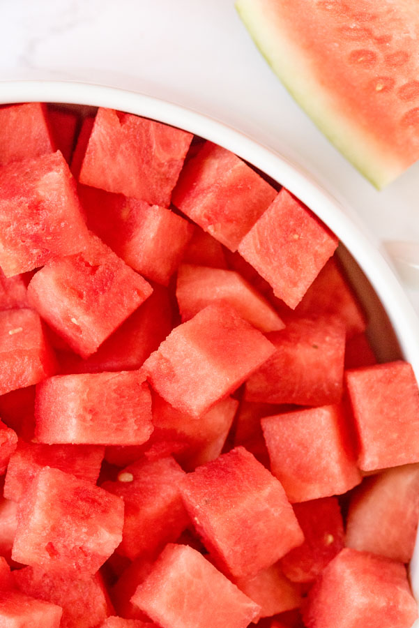 bowl of watermelon cubes