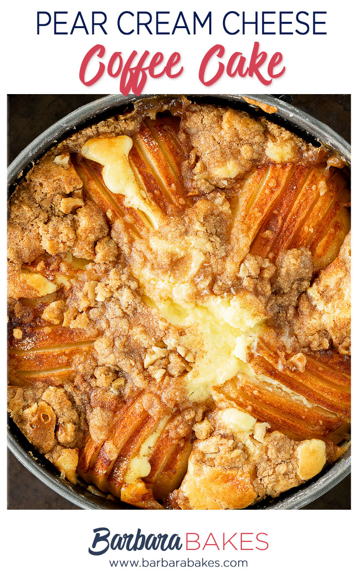 pinterest button of pear coffee cake