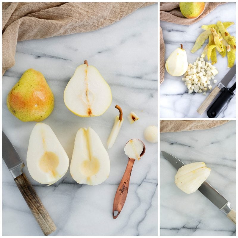 how to slice fresh bartlett pears for pear cake