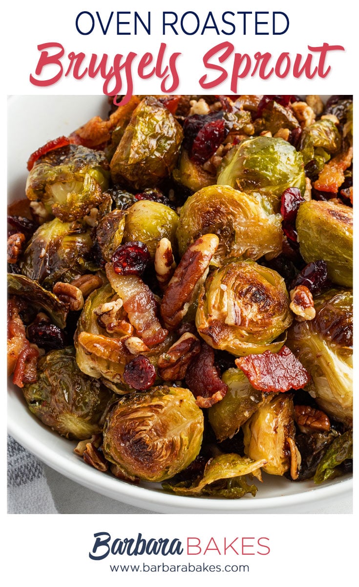pinterest button for roasted brussel sprouts and bacon