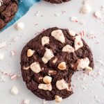 chocolate peppermint cookie with a bite taken out