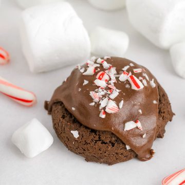 chocolate marshmallow cookie with candy canes