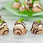 mini pavlovas with chocolate ganache and mascarpone filling