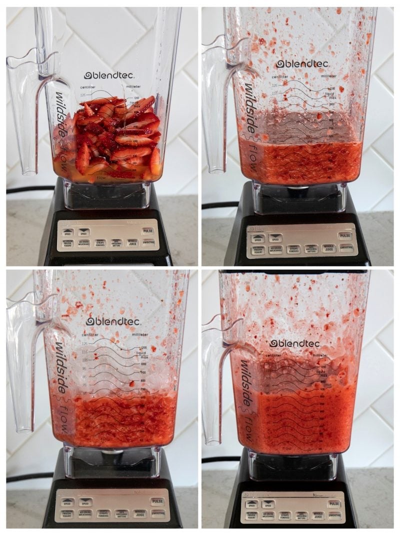 images of blending strawberry margaritas