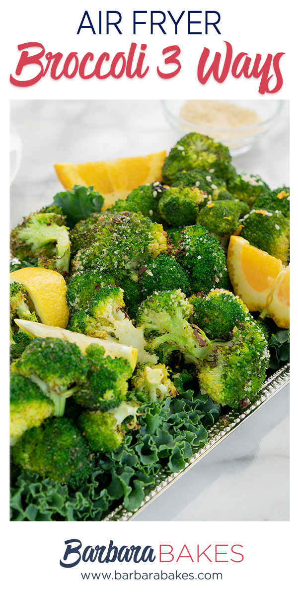 pinterest button for air fryer broccoli