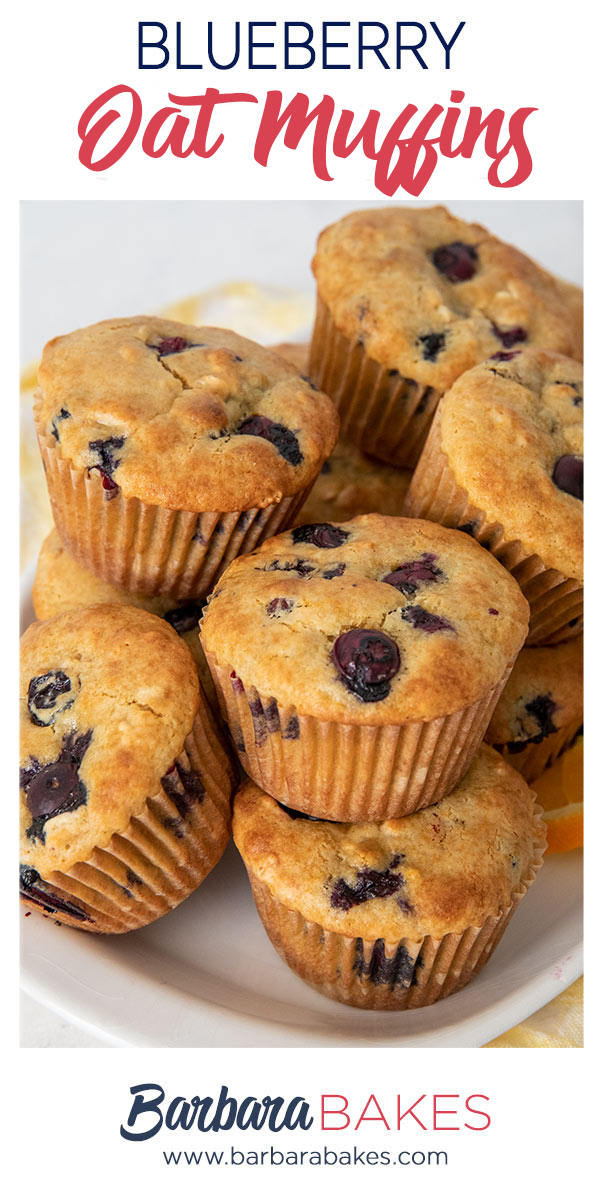 pinterest image for blueberry oat muffins