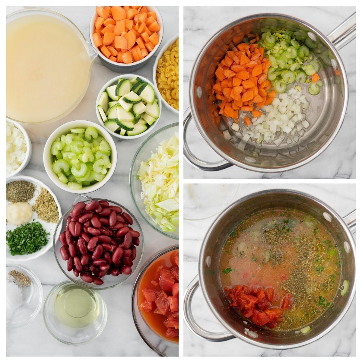 preparing vegetables for easy minestrone soup