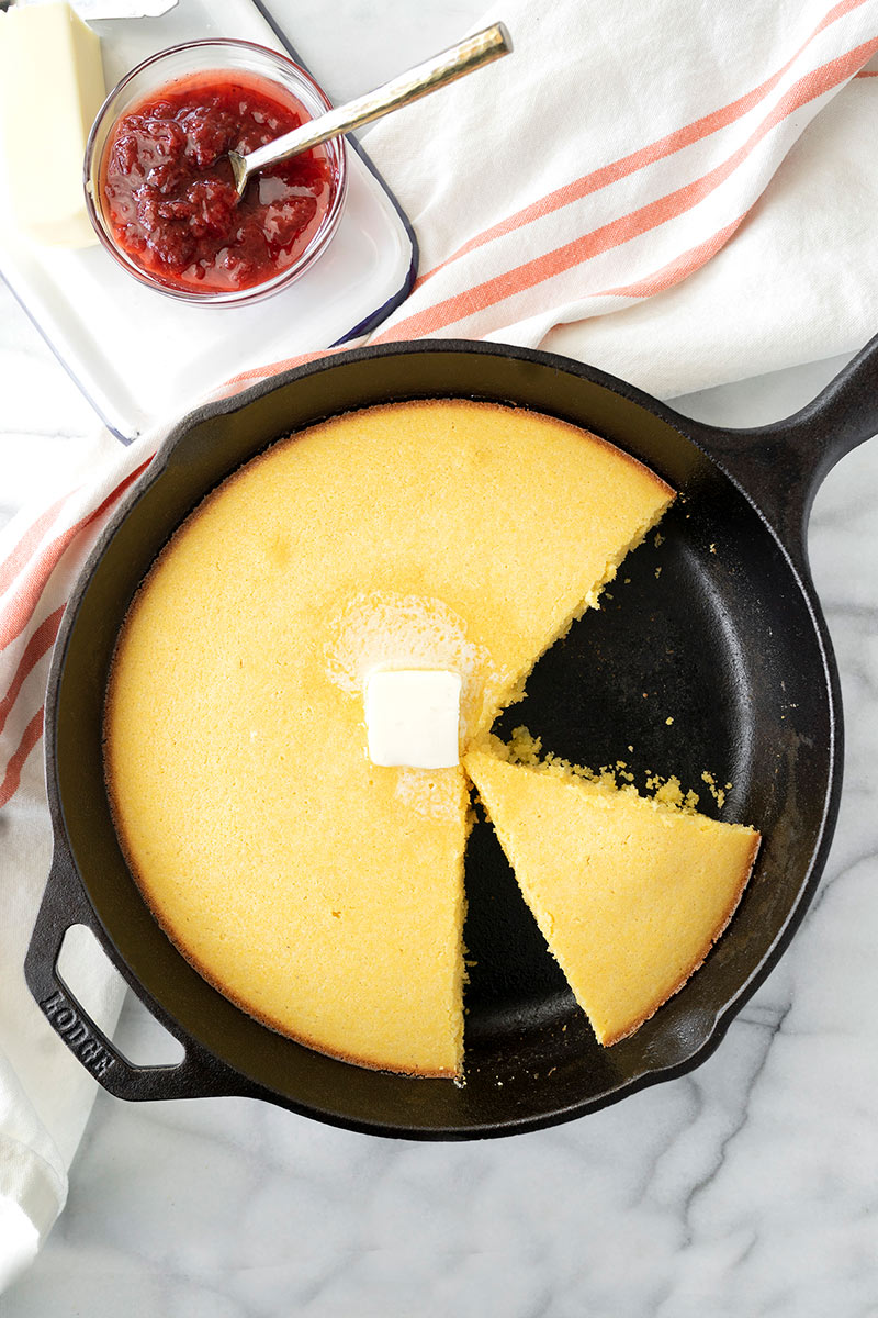 buttermilk cornbread in a skillet