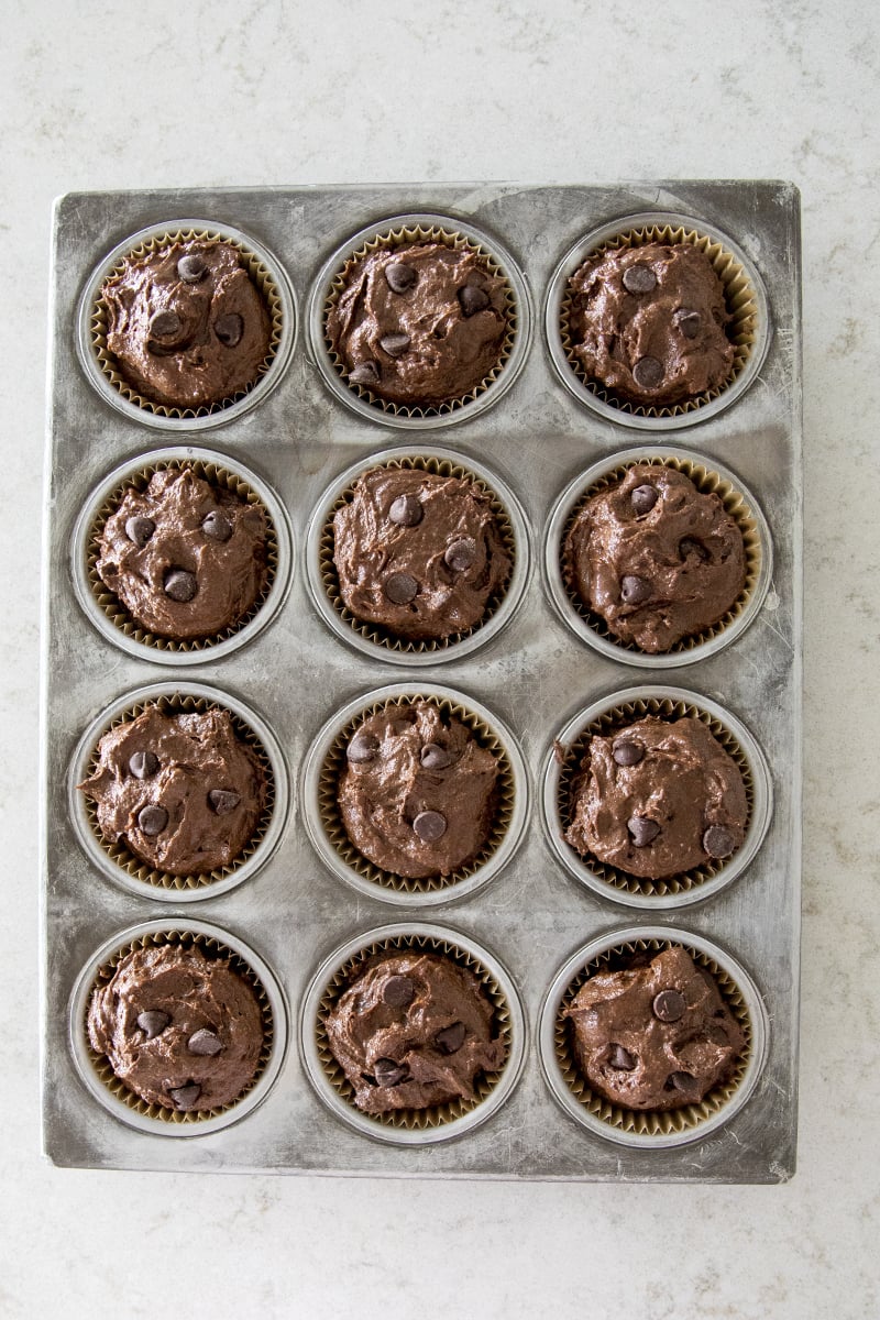 chocoalte muffins before baking