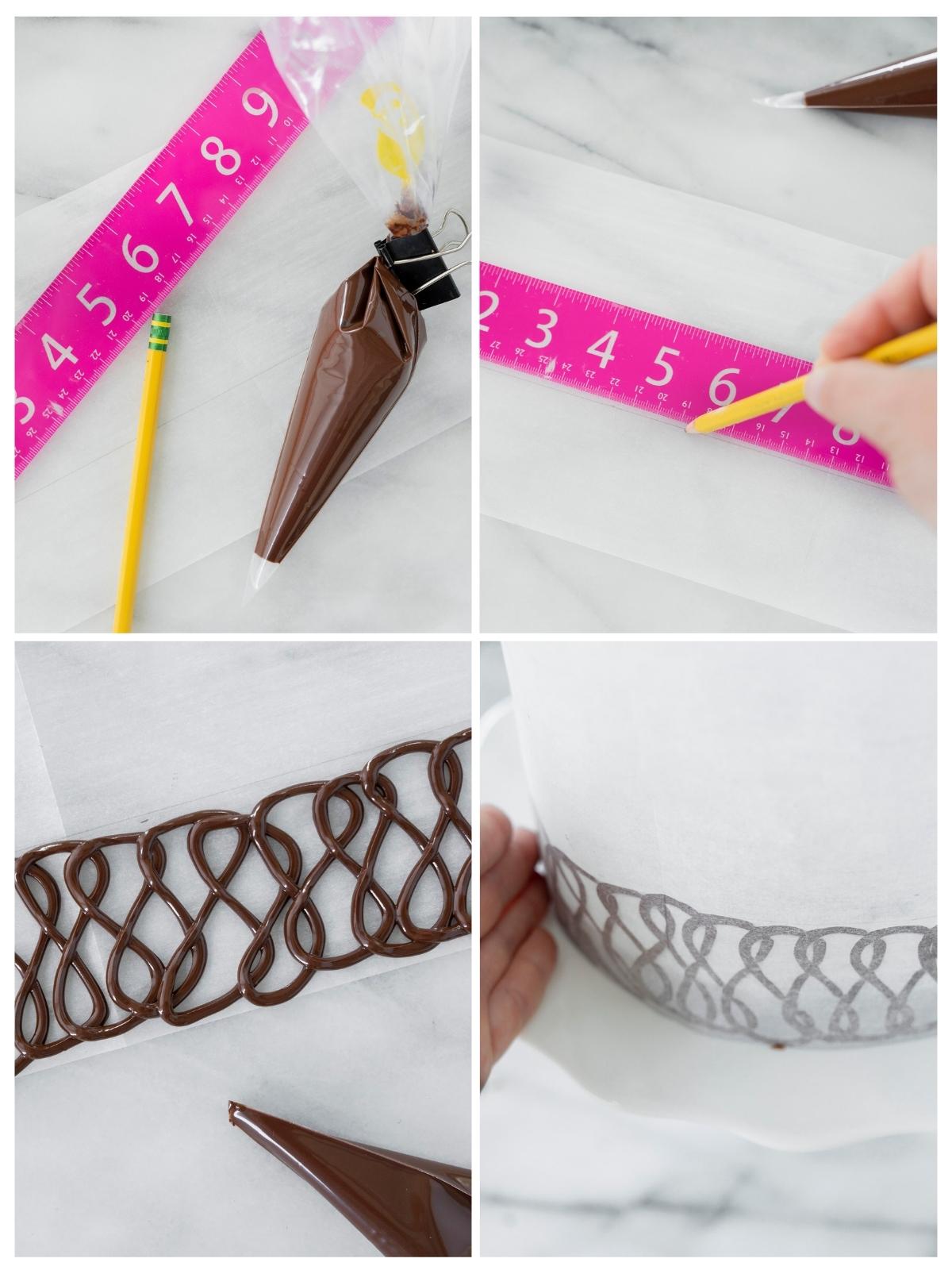 making a lace collar for a chocolate cake
