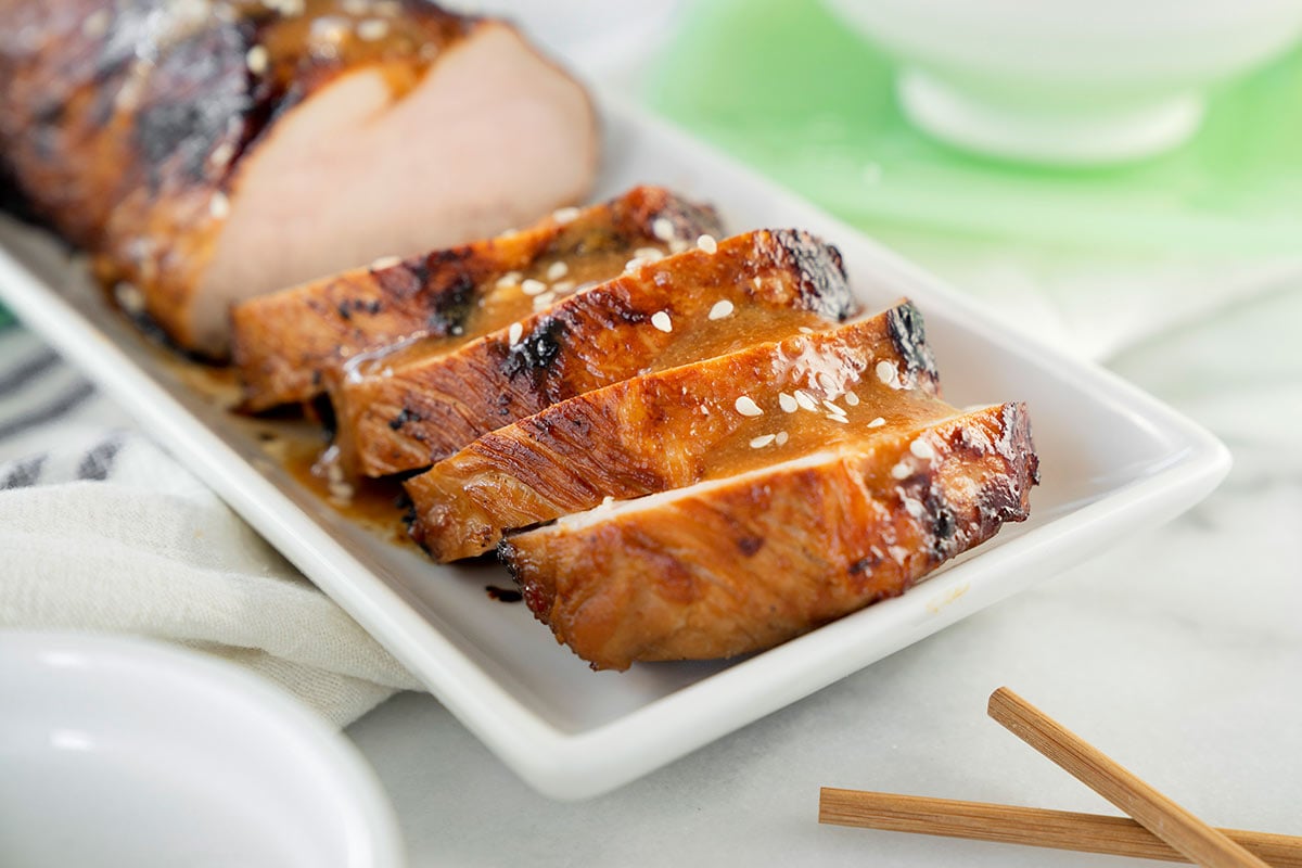 slices of korean style pork tenderloin