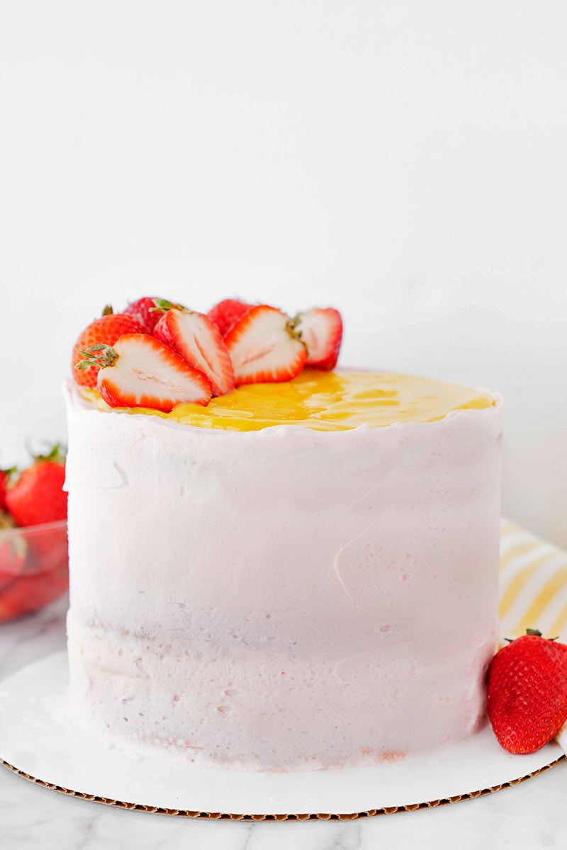 whole frosted strawberry cake