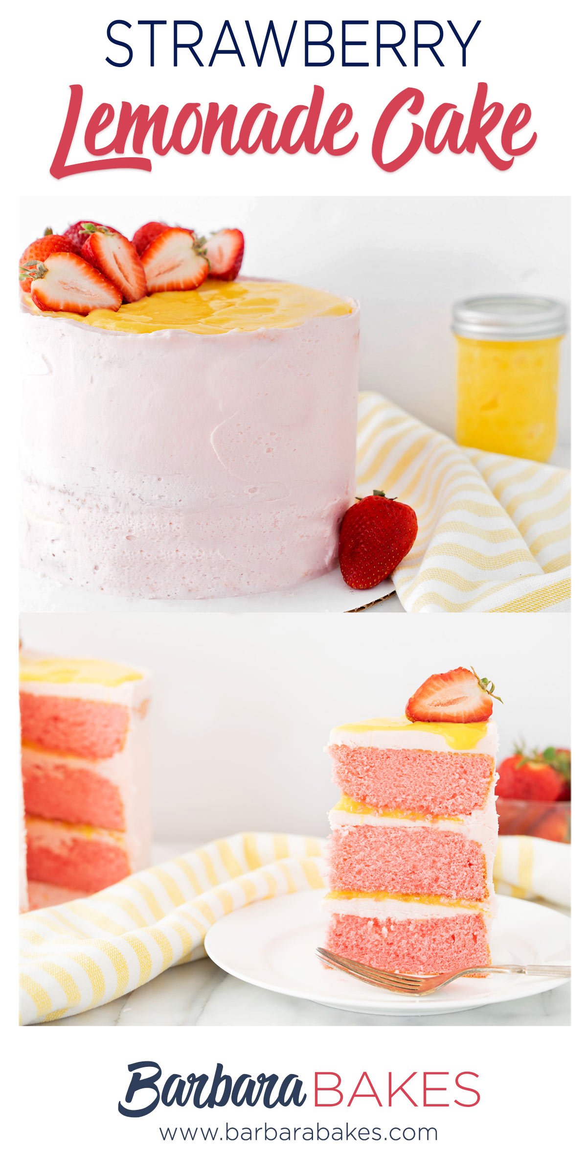 pinterest button for strawberry lemonade cake