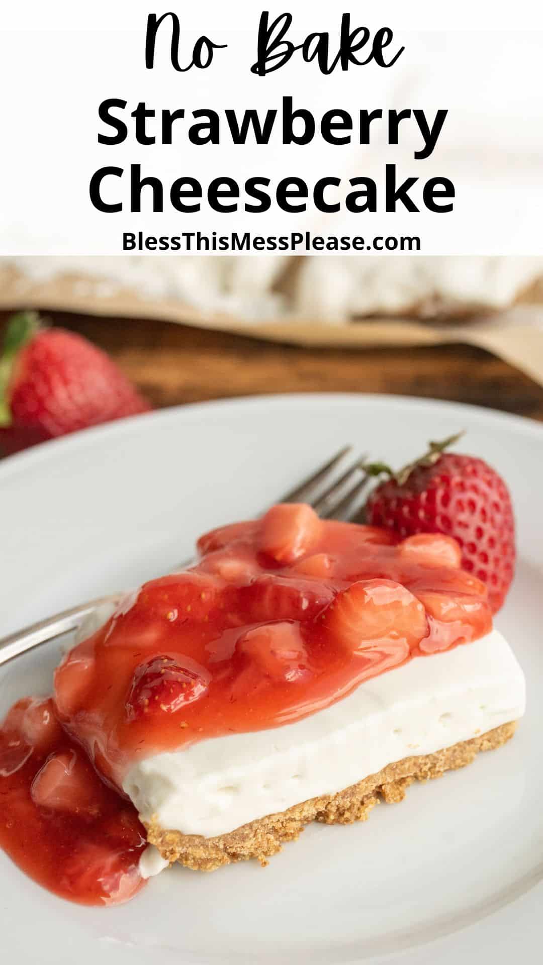 No bake cheesecake with a simple strawberry topping is an easy dessert that will wow any crowd and it's so easy! via @barbarabakes