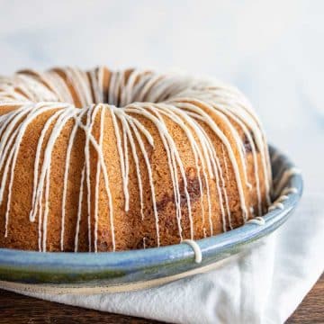 whole cinnamon bundt came with icing drizzled on top