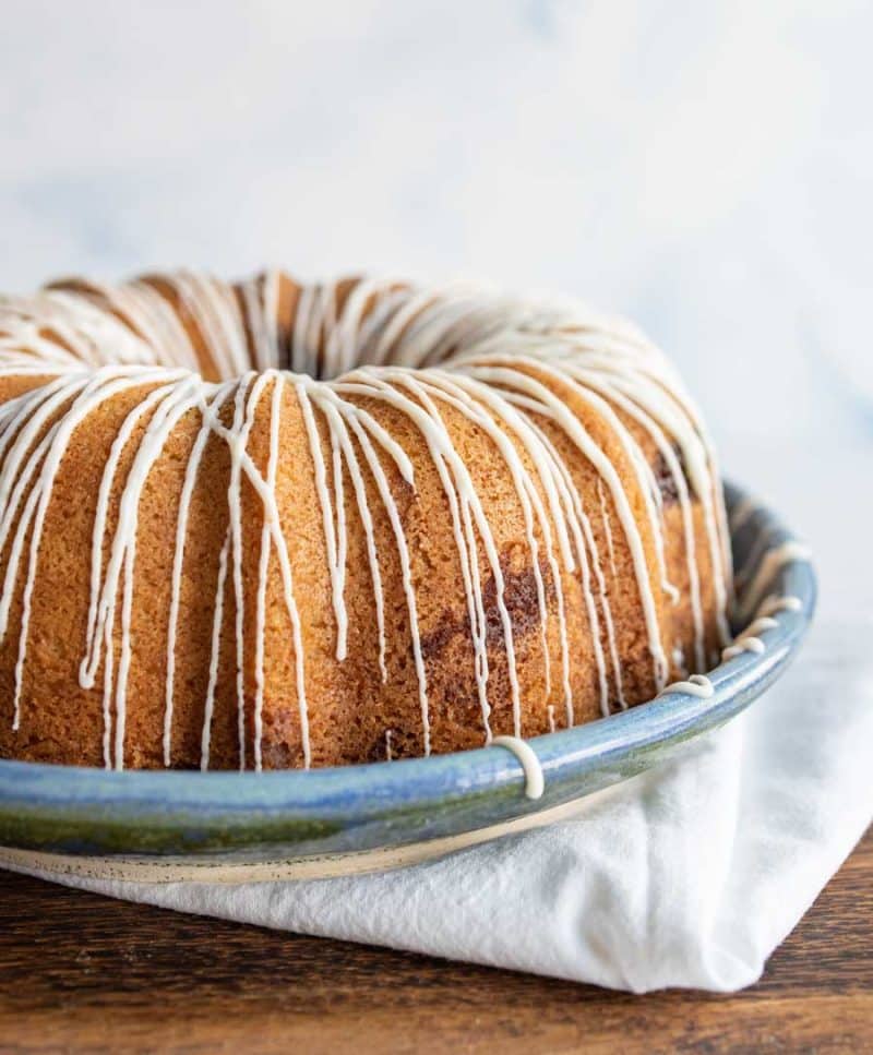 whole cinnamon bundt came with icing drizzled on top