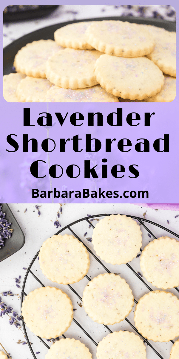 Lavender Shortbread Cookies are as lovely as they come. Full of buttery goodness, lightly sweet and have the best flavor and scent. via @barbarabakes