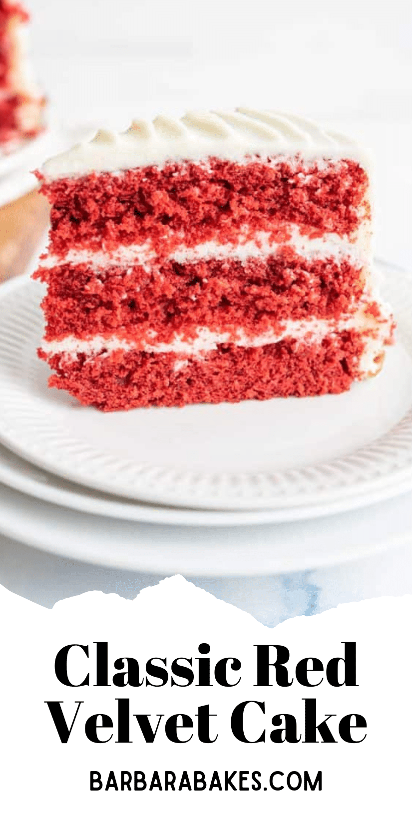 The classic Red Velvet Cake has always been a crowd pleaser for it’s beautiful color, taste and flavor. This cake is moist and delicious-perfect for any occasion. via @barbarabakes