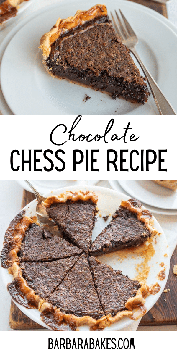 Chocolate chess pie, a classic Southern dessert, is the perfect combination of simplicity and deliciousness. via @barbarabakes