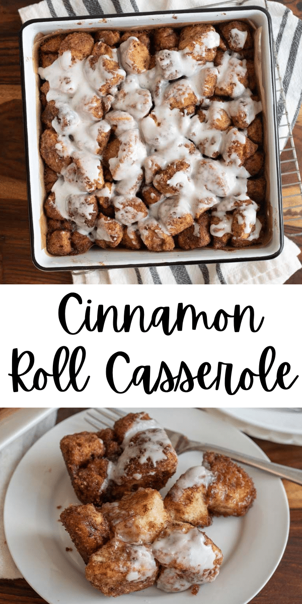 Cinnamon roll casserole made from canned cinnamon rolls and then dipped in butter and cinnamon and sugar. This is SUCH a fun easy breakfast! via @barbarabakes