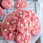 Photo of strawberry cookies stacked on a plate
