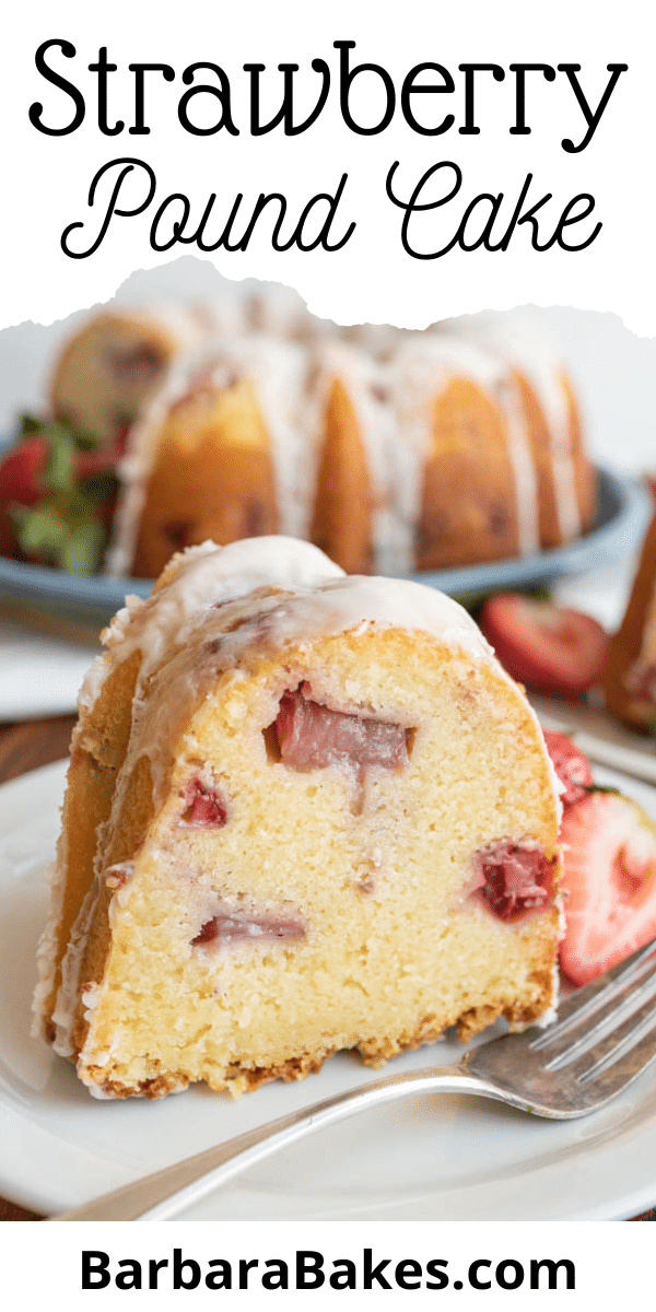 Strawberry Pound Cake is a classic dessert that's easy to make and enjoyed by all. With fresh strawberries and a moist, tender crumb, it's the perfect dessert. via @barbarabakes