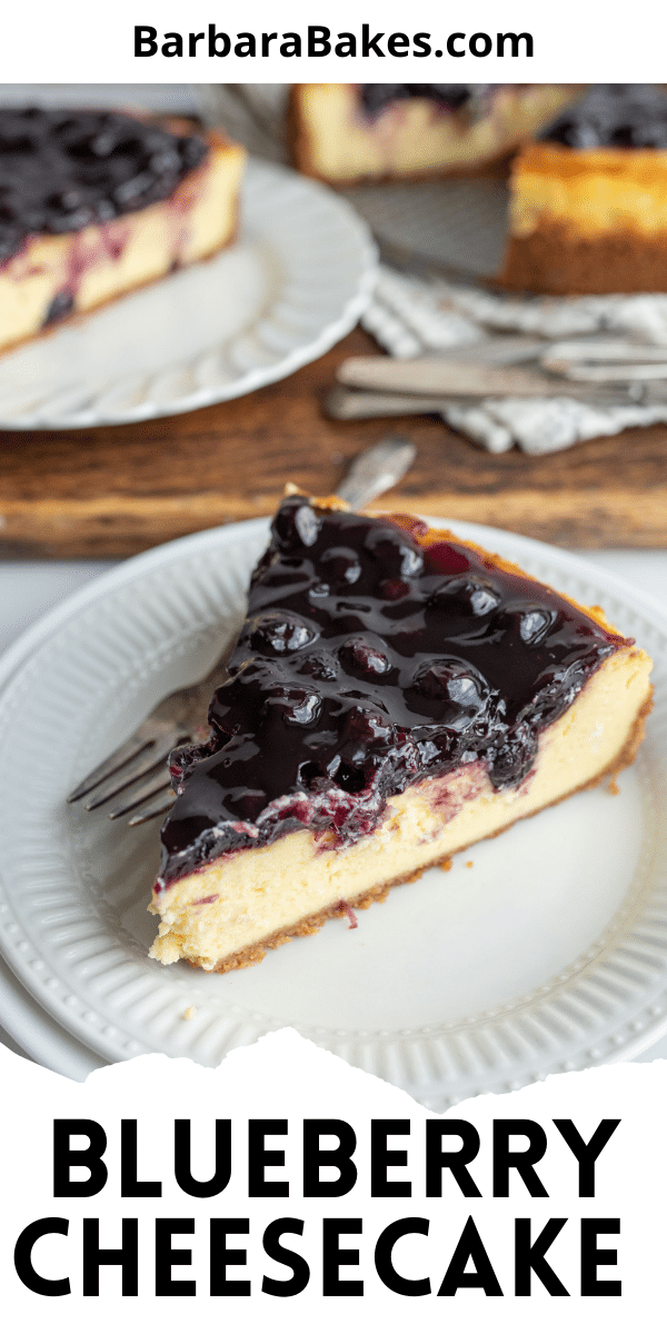 Experience a heavenly fusion of creamy cheesecake and tangy blueberries in this delightful Blueberry Cheesecake via @barbarabakes