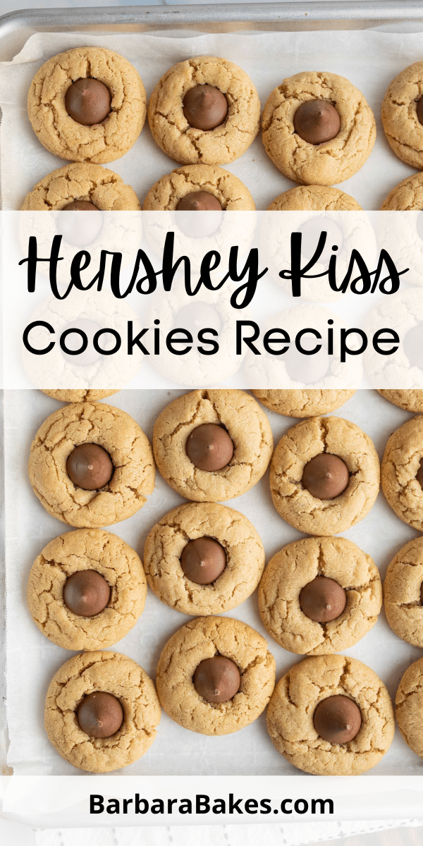 Hershey Kiss Cookies are irresistible treats that are soft, chewy and feature a surprise burst of chocolaty delight at the center. via @barbarabakes