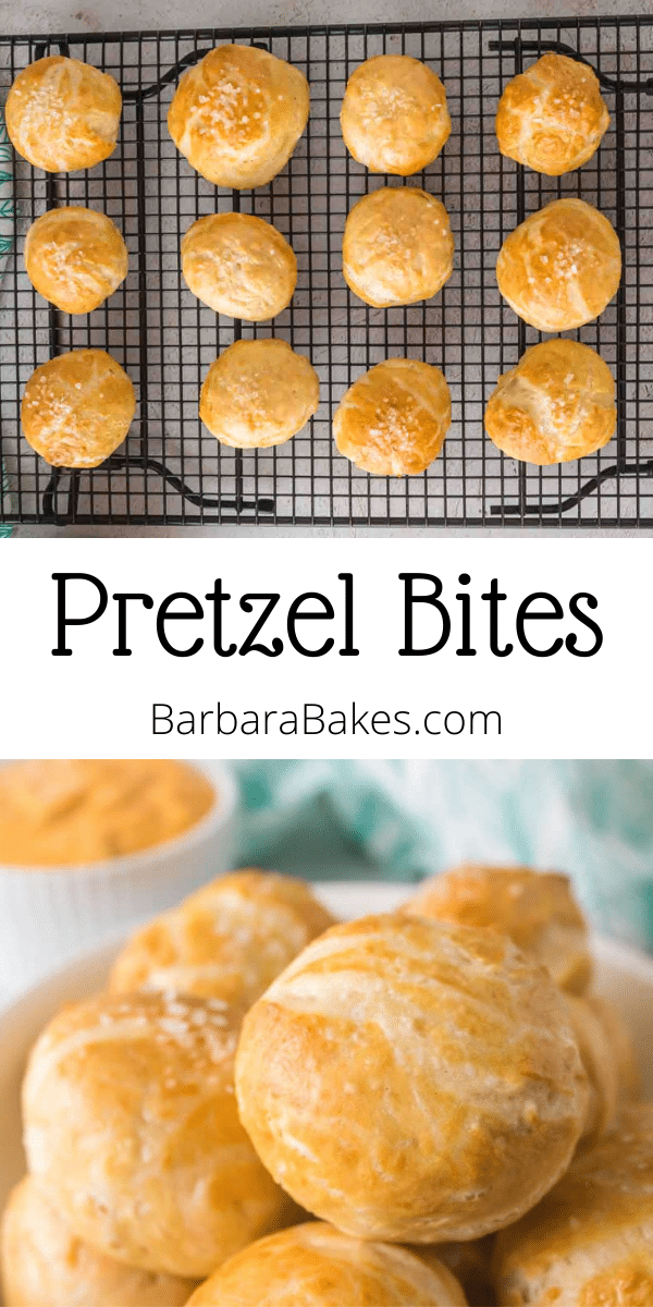 This homemade pretzel bites recipe calls for basic pantry staples and is a fun, easy treat suitable for all occasions! via @barbarabakes