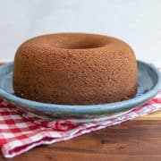 side view of brown bread in a circle bundt shape