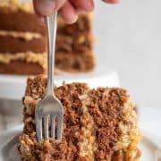 slice of layered German chocolate cake