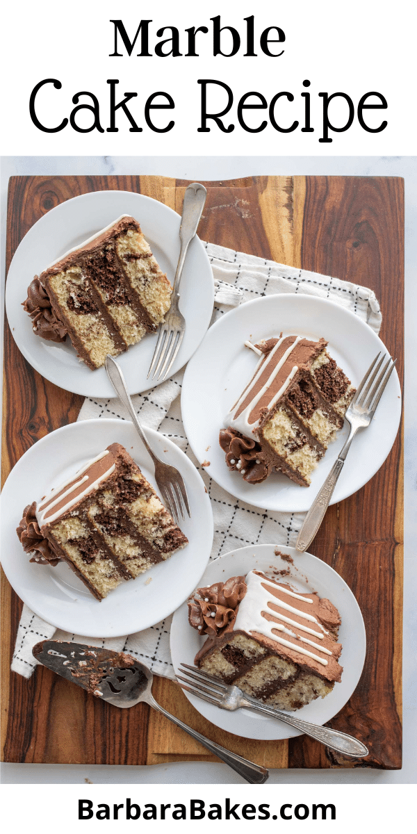 Indulge in our marble cake, a perfect blend of rich chocolate and creamy vanilla in every elegantly swirled, mouth-watering slice. via @barbarabakes