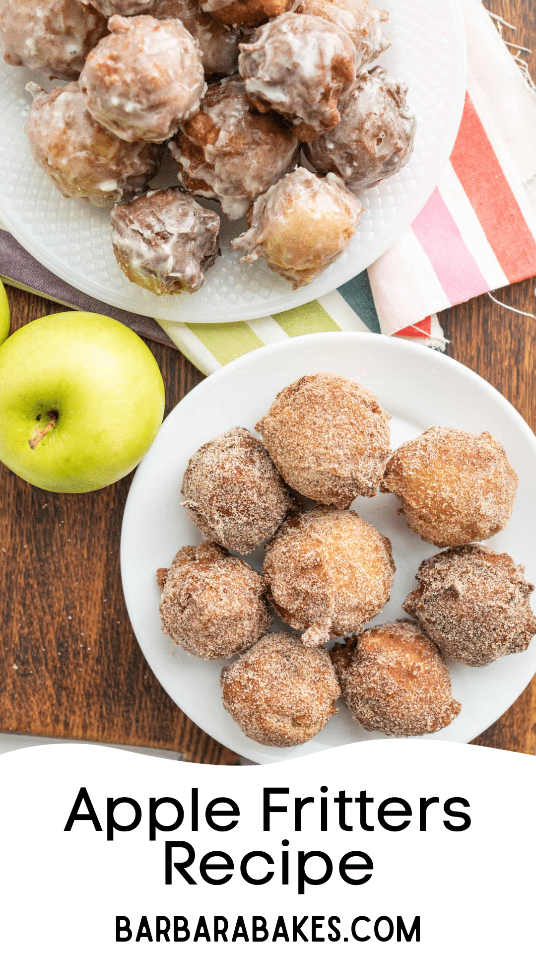 Apple fritters are created with a no-yeast homemade batter and fresh apples, fried to golden perfection and glazed simply. via @barbarabakes